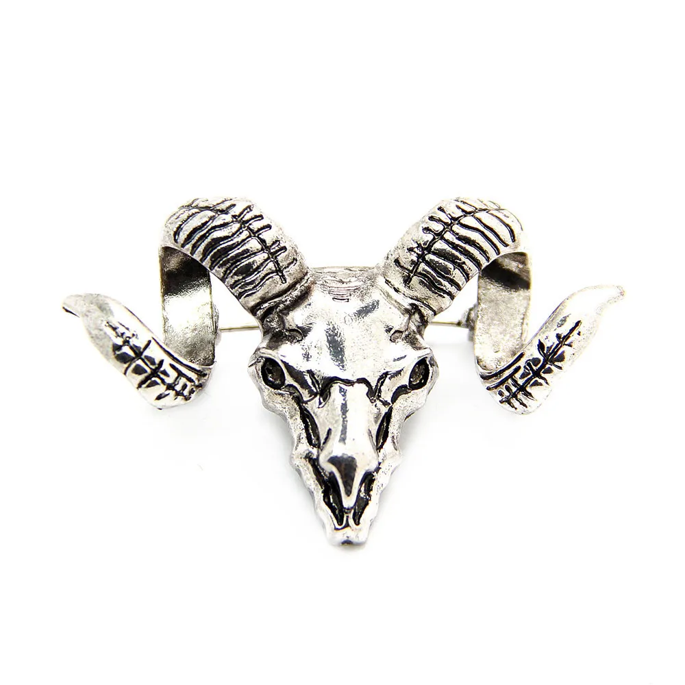 

Antique Silver Men Accessories Goat Head Vintage Brooch Jewelry Lapel Pin Men Suit Pins Metal Pin Badge Brooches For Men CY087
