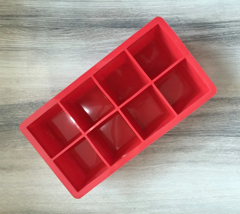 8 большой куб Гигантский Большой силиконовый кубик льда квадратный лоток плесень нетоксичный без запаха безопасное использование HG6973 HG12184-HG12187 - Цвет: red