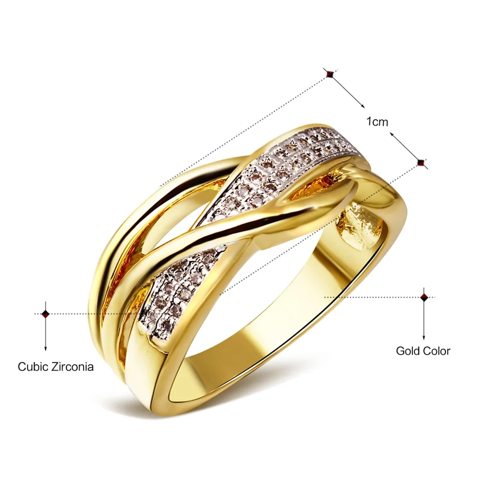 DreamCarnival 1989 Braided Wedding Rings for Women Twisted Classic Gold Color Anniversary Lovers Jewelry Drop Shipping YR6409