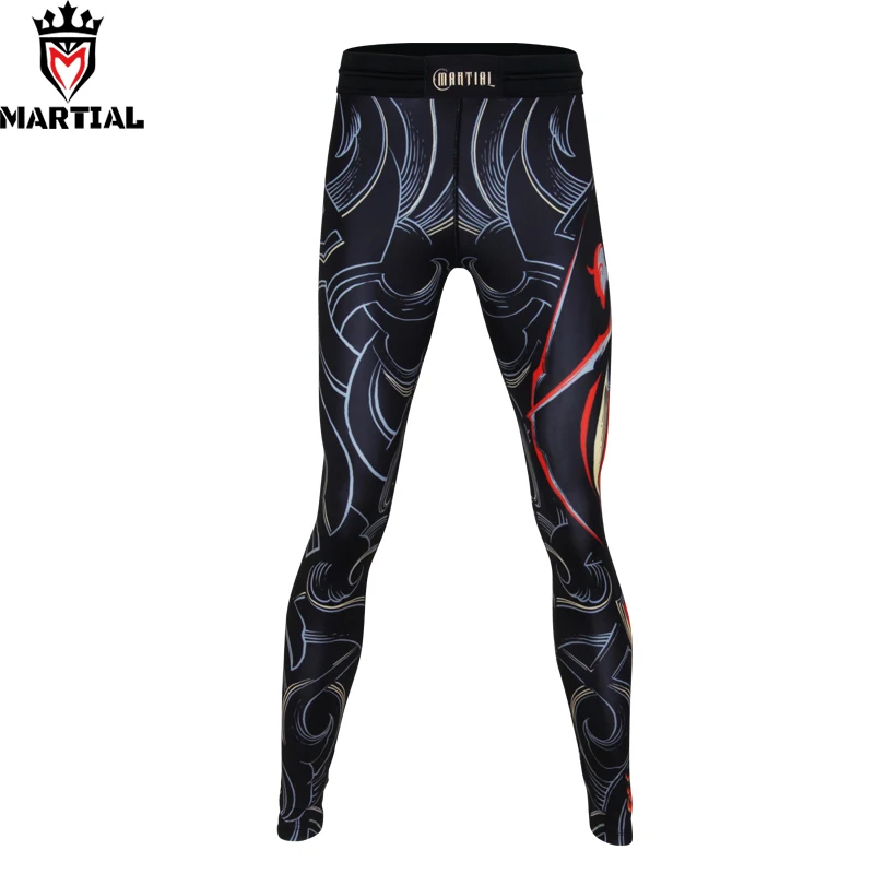 Skup Darmowa wysyłka Martial Sagittarius drukowane spodnie mma legginsy uciskowe fitness spodnie do biegania sportowe męskie sportowe spats