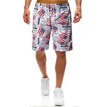 Летние мужские спортивные повседневные шорты Свободные дышащие шорты с принтом флага пляжные шорты модные шорты