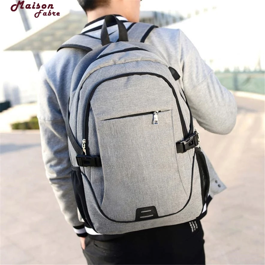 Maison Fabre 4 Colors Multifunction USB Charging Men Backpack Bag Leisure Business Canvas Travel Computer Backpack 2017d27