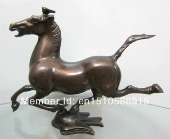 

Chinese bronze statues Horse running on the clouds right hoof old