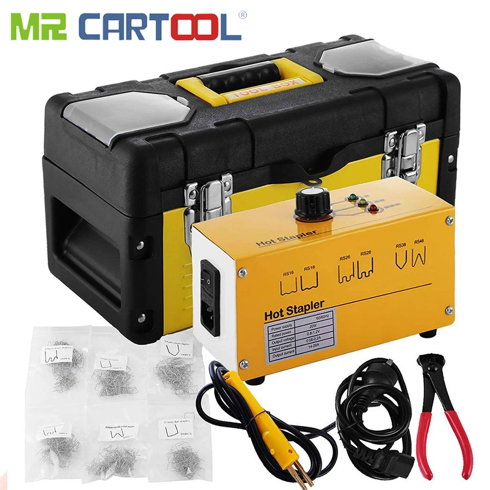

MR CARTOOL 110V 20W Plastic Bumper Repair Kit Hot Stapler Plastic Welder Staple Gun with 600 Staples Storage Box and Snips