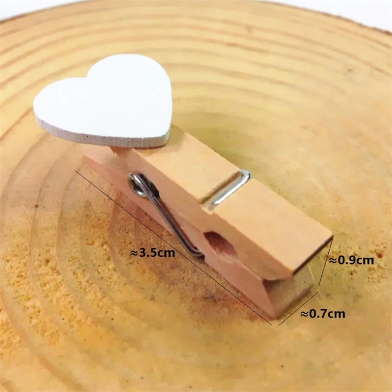 10 шт./лот модный милый специальный подарок белый цвет сердце деревянный зажим мини Сумка зажим скрепки для бумаг деревянные колышки