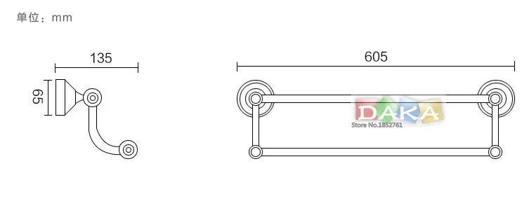 40-80 см) Аксессуары для ванной комнаты, латунный материал двойной полотенцесушитель и вешалка для полотенец/Античная латунная отделка Винтажный стиль дизайн