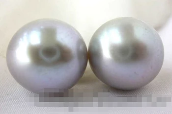

free shipping 12791 gray round freshwater pearl stud earring