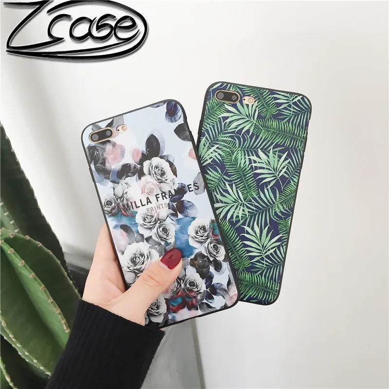 

Phone Case For iPhone 7 8 Plus Rose Floral Cases Flower Silicon Protect Soft Full Cover For iPhone 6 6S XS Max XR Case 3D Coque
