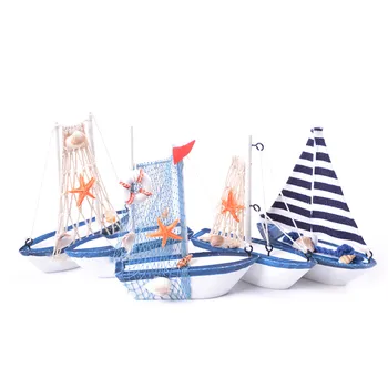 

JETTING 1pcs Mini Sailing Boat Model Nautical Home Decor Cloth Sailboat Model Flag Table Ornament Wood Crafts Toy Kids Gift
