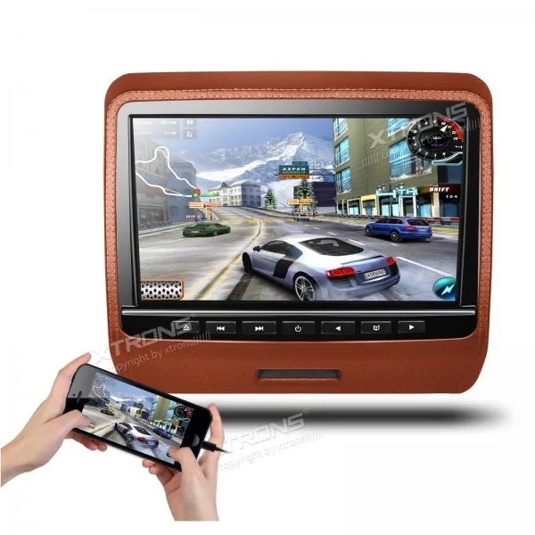 

XTRONS Brown 9 inch HD Digital TFT Screen Leather Styled Car Headrest DVD Player with HDMI Port car stereo