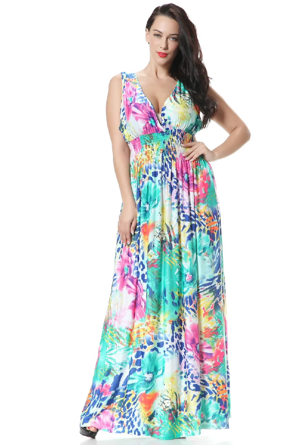 

TUHAO Summer Long Flower Dress Retro Bohemian Maxi Dress Sexy Ethnic Floral Print Beach Dresses Boho Hippie Robe CM147