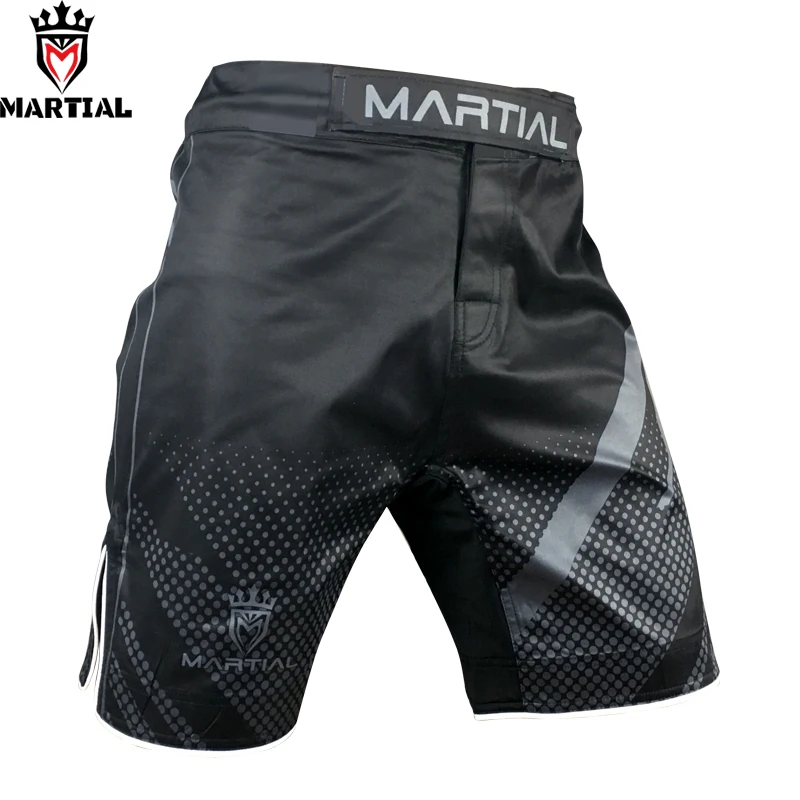 Cheap Martial MMA black grey shorts men running sports shorts thai kick boxing shorts mens mma shorts