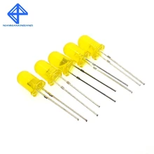 100 шт 5 мм рассеянные, желтые светодиодный Диод DIP Круглый Широкий формат через отверстие 2 булавки светодиодный светоизлучающий диод лампы 580-590nm 2v