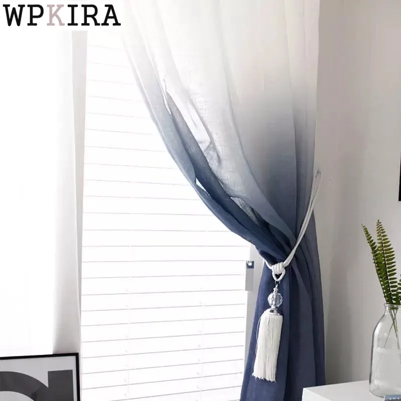 Серый градиентный тюль, занавески для гостиной, романтическая свадебная комната, синяя спальня, тюль, однотонный градиентный материал S312& 30