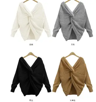 

New Women Jumpers Autumn Pullovers Casual Tops Long Sleeve Knitted Sweaters pull femme SM852