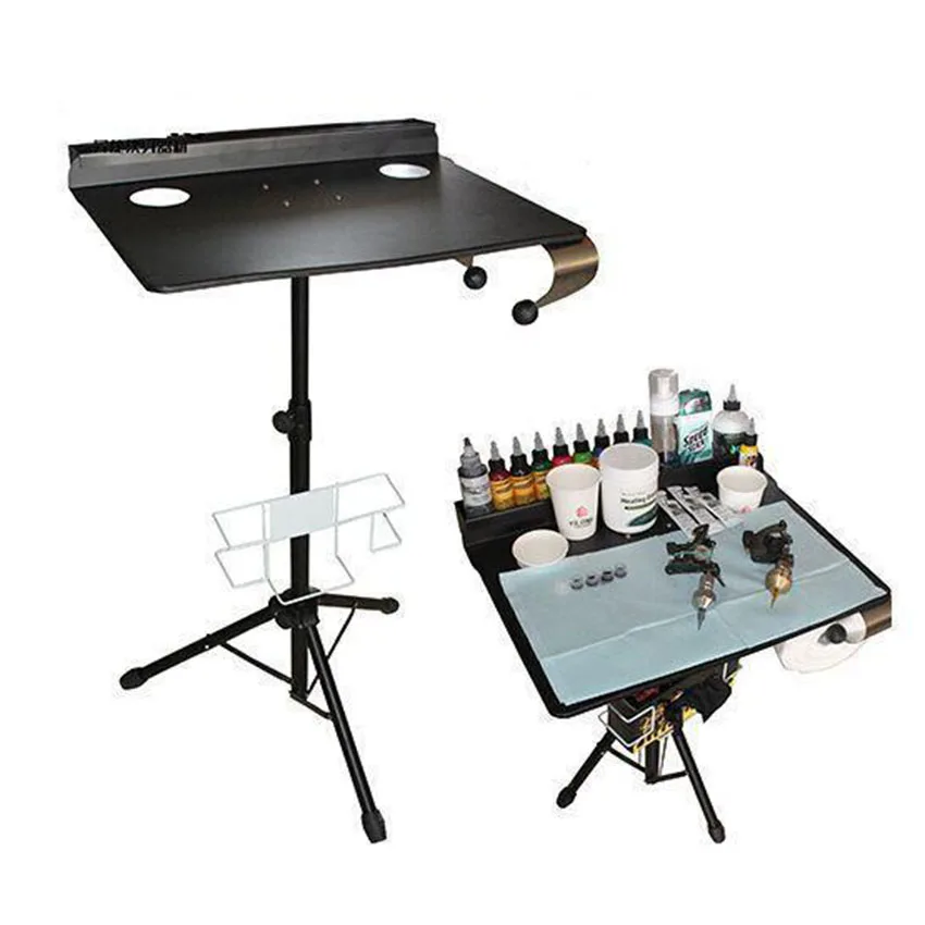 Mesa de Tatuagem Portátil com Caixa de Tinta Acessórios para Tatuagem de Maquiagem Destacável Suporte Compacto Altura Ajustável Arte Corporal Permanente