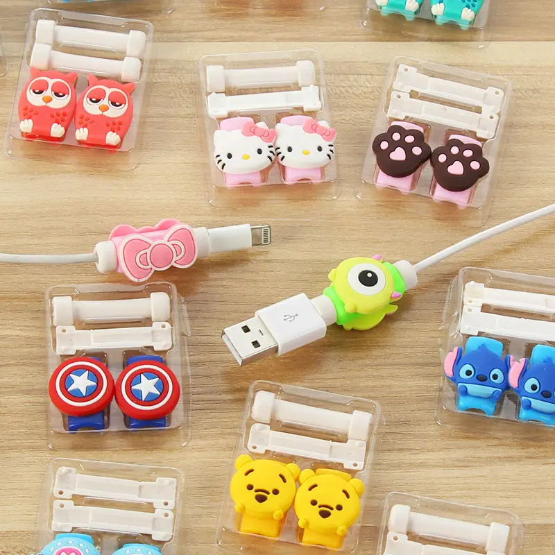 

1 Cartoon 8 Pin Cable Protector de cabo USB Cable Winder Cover Case For IPhone 5 s SE 6 6s 6splus 7 7S plus cable Protect stitch