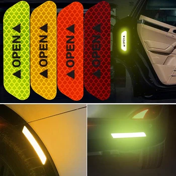 

4pcs Car door safety anti-collision warning reflective stickers For Skoda Octavia 2 A7 A5 Rapid Superb Mazda 6 Chevrolet Cruze