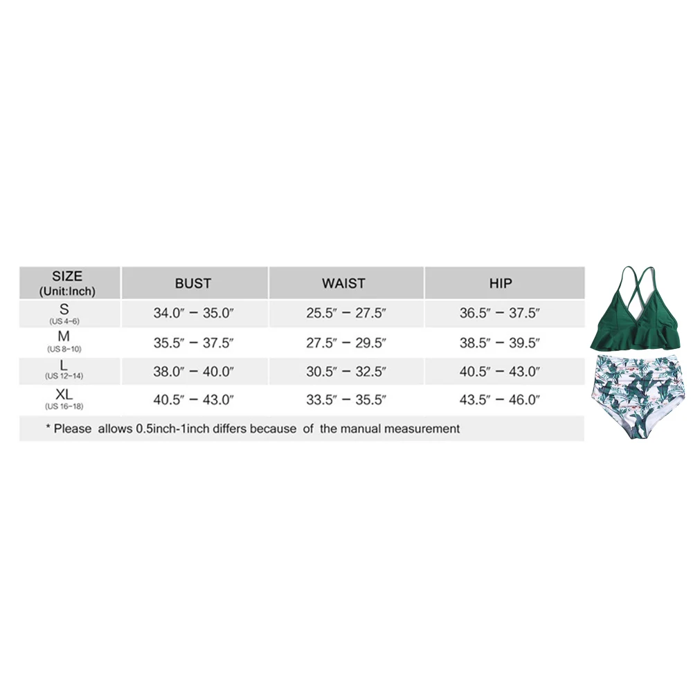 

Women Summer Beach High Waist Swimsuit Two Piece Bathing Sexy Bikini Set V Neck Ruffle Print Outdoor Fashion Holiday