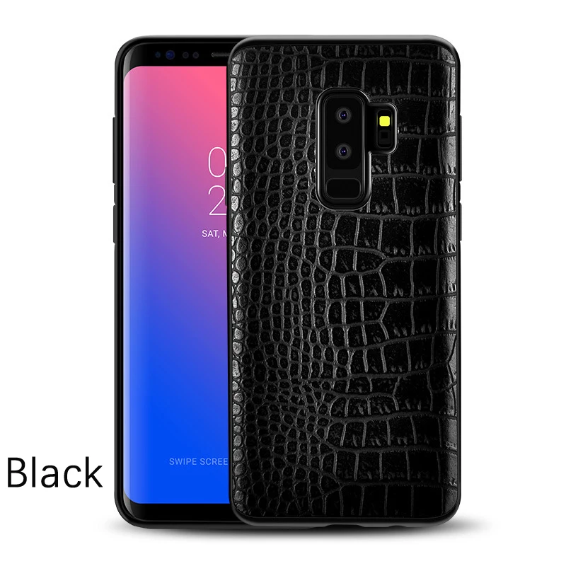 Роскошный чехол из искусственной кожи для samsung Galaxy S9 Plus S10 чехол с крокодиловым узором для Galaxy Note 10 Pro+ 9 8 S9 S10 Lite s10e - Цвет: Black