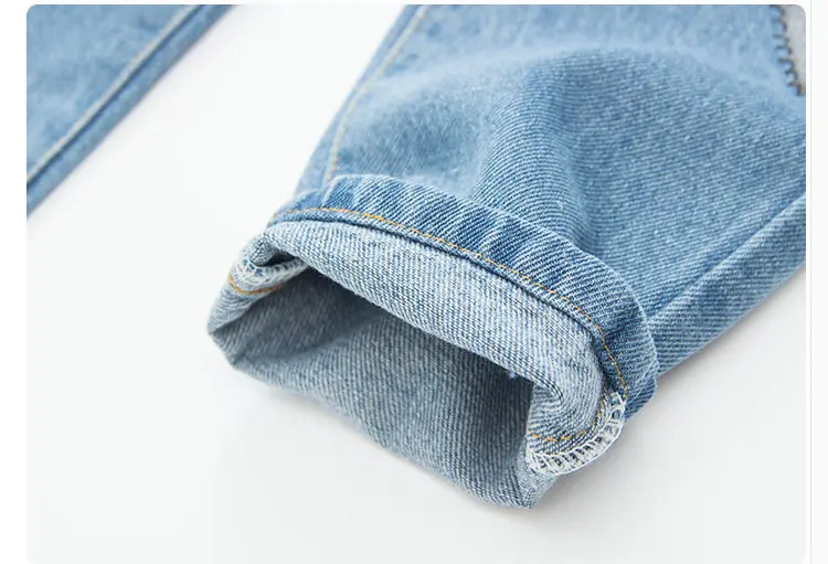 8 Baby Boys Jeans Kid Painted Pants Girls Denim Trousers Geometrical Color Block Patchwork Cotton Elastic Waist Baby Clothing