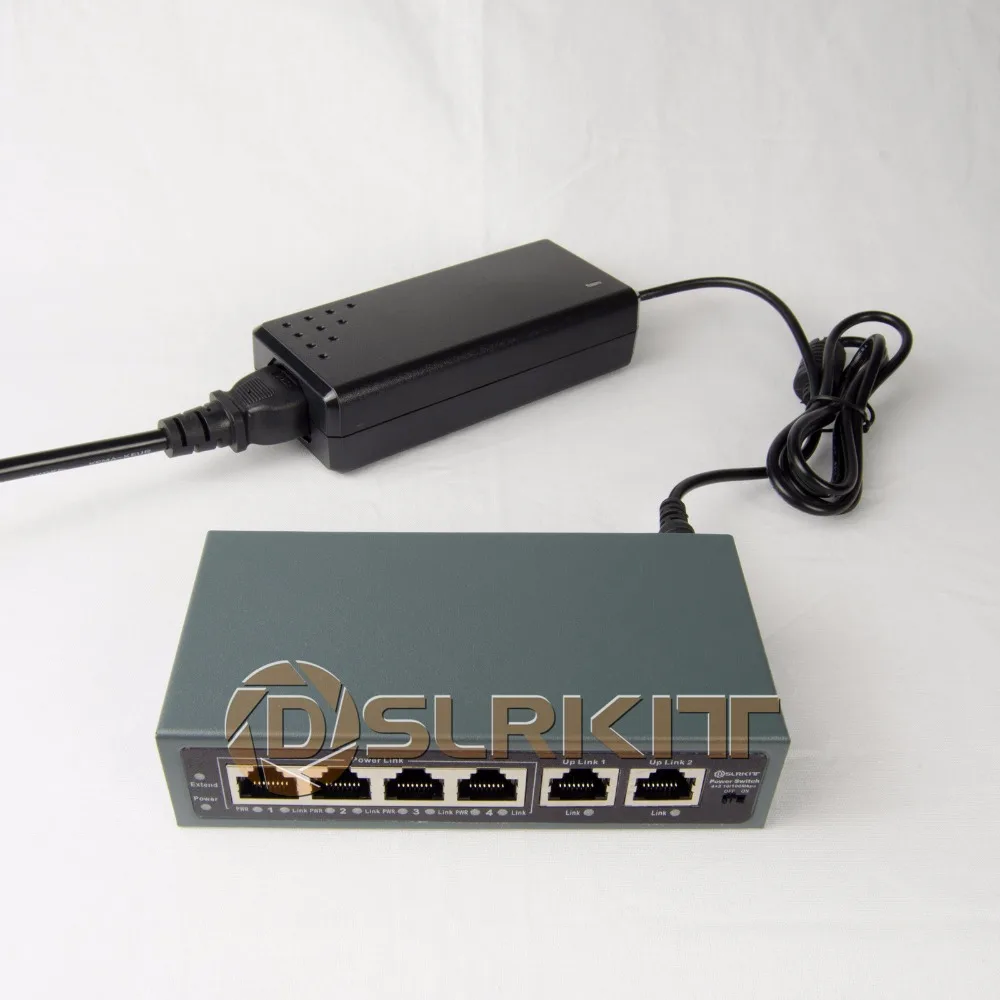 DSLRKIT 250 м 6 порты 4 PoE выключатель инъектор мощность по Ethernet 75 Вт max.90W с 52 в 1.85A адаптеры питания - изображение