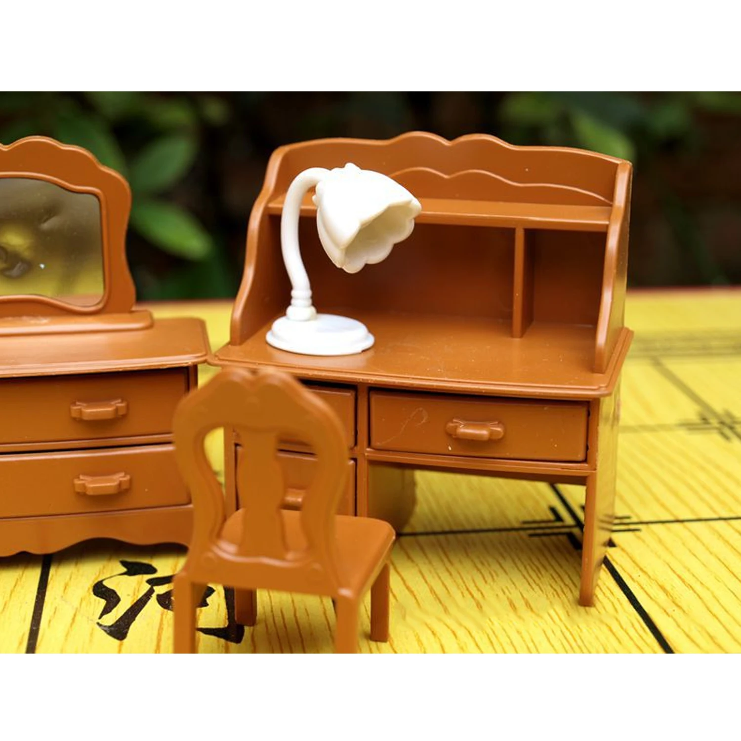 6 قطعة مصغرة أثاث غرفة نوم مضمد مكتب مرآة مجموعة ألعاب دمية منزل الاكسسوارات للأطفال فتاة عيد ميلاد هدايا عيد الميلاد