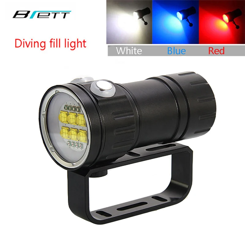 

Diving flashlight XHP70 P90 Red Blue Professional photography Fill light Diving 80 meters Powerful led flashlight