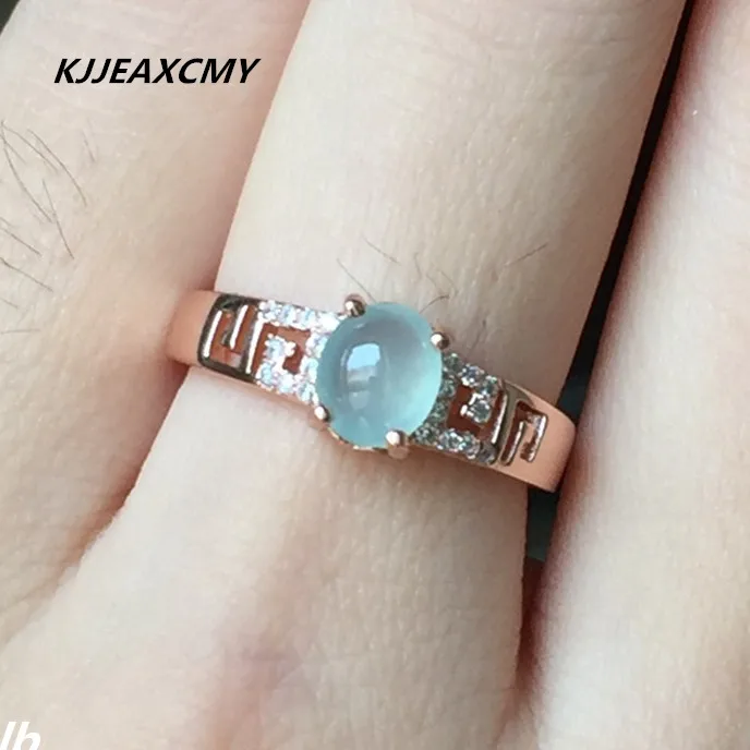 

KJJEAXCMY Fine jewelry Natural A cargo emerald female ring wholesale 925 silver live mouth