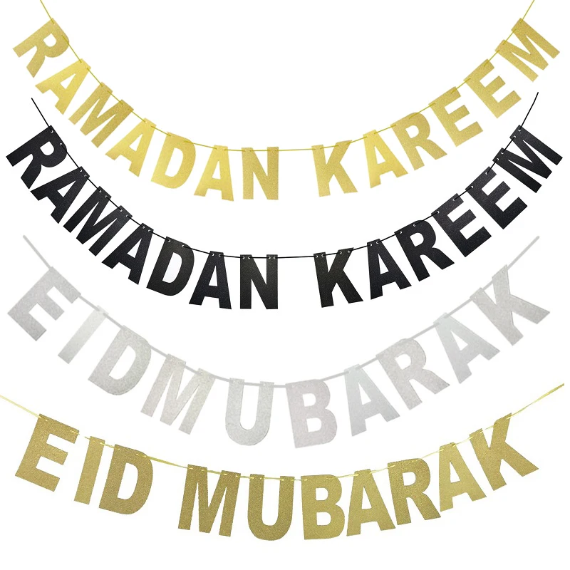 

EID MUBARAK Banner EID Paper Bunting Letters Garland Islamic Muslim Mubarak Deco RAMADAN KAREEM Golden Ramadan Party Supplies