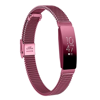 

For Fitbit Inspire & Fitbit Inspire Hr,Double Buckles Replacement Strap-Adjustable Magnetic Milanese Stainless Steel Watch Ban