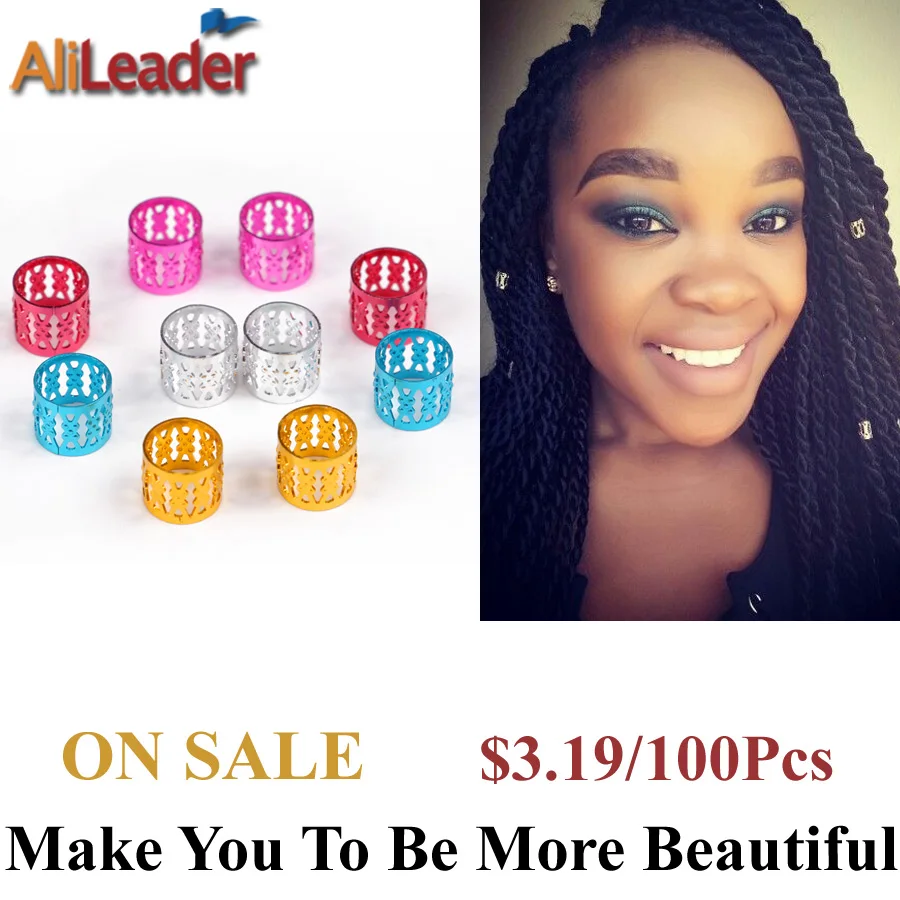 100 Pcs/Lot Aluminum Metal Hair Beads Dreadlock Rings For Braids