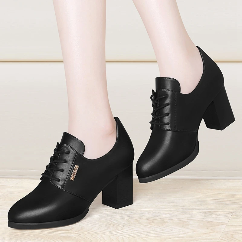 

MYCORON New Arrivals Women High Quality Pumps Comfortable Square High Heels Fashion Lace-Up Party Shoes Woman Calzado Mujer