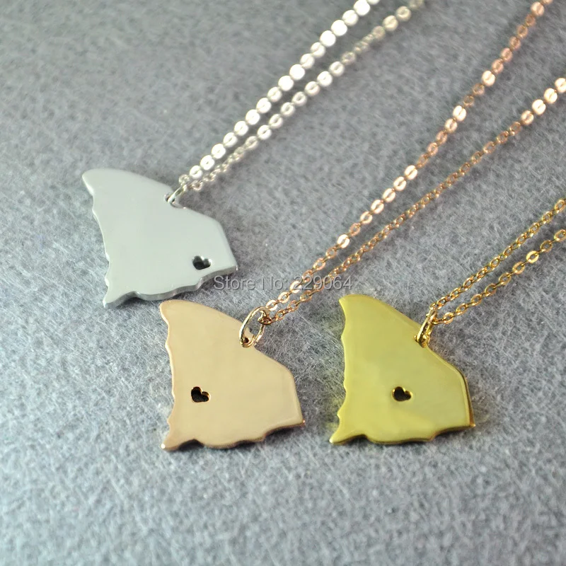 Buy Customized South Carolina necklace, 925 silver personalized map necklace