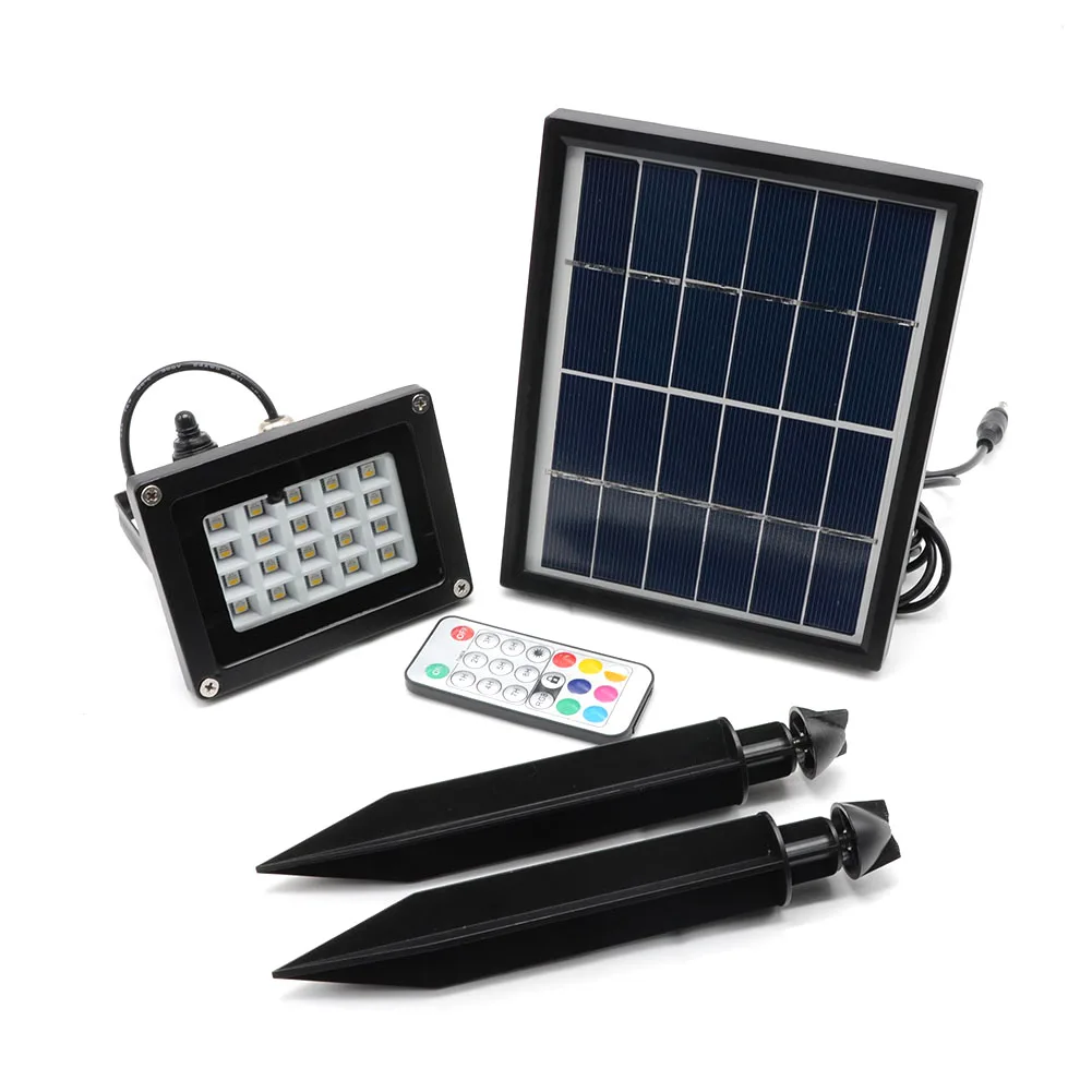 

Solar Panel LED Landscape Garden Yard Path Lawn Light 20RGB 5050LED Solar Lamps Remote Control Outdoor Grounding Floodlight