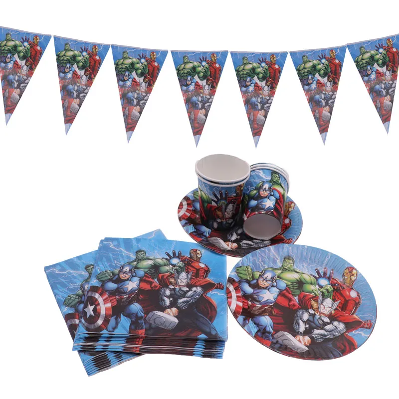 

Birthday Party Supplies Avengers Wedding Decoration Set Paper Garland Cup Baby Bath Supplies