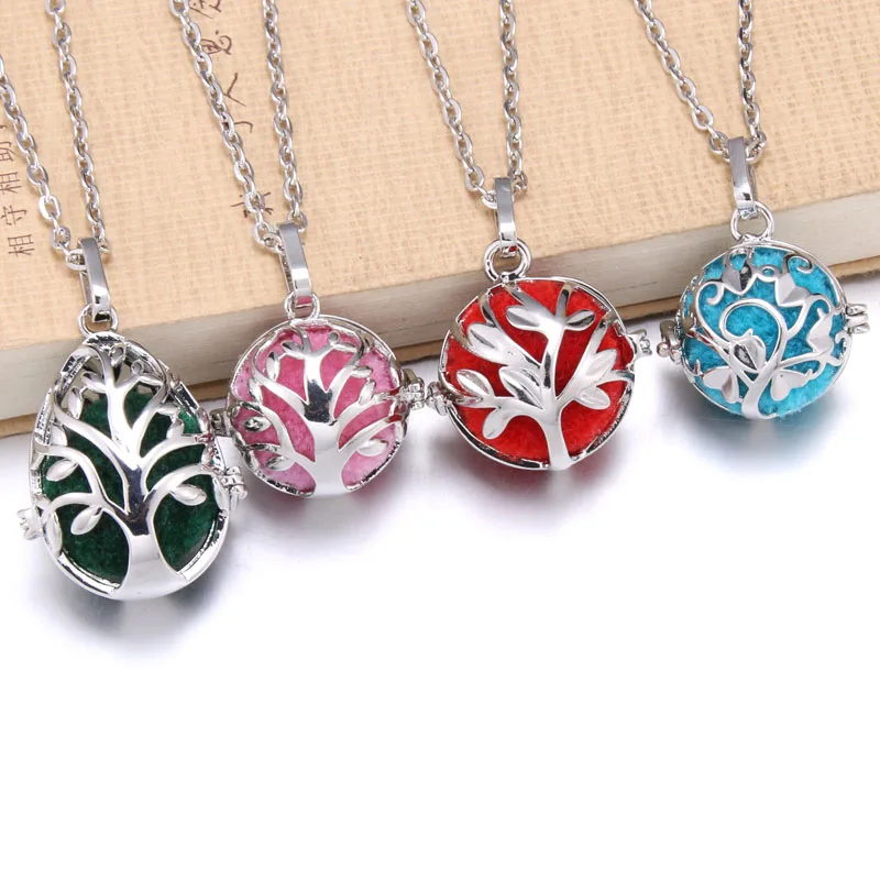 

Hollow Out Life Tree Aromatherapy Diffuser Necklace Jewelry Perfume Locket Pendant Essential Oil Scent Locket Necklace With Pads