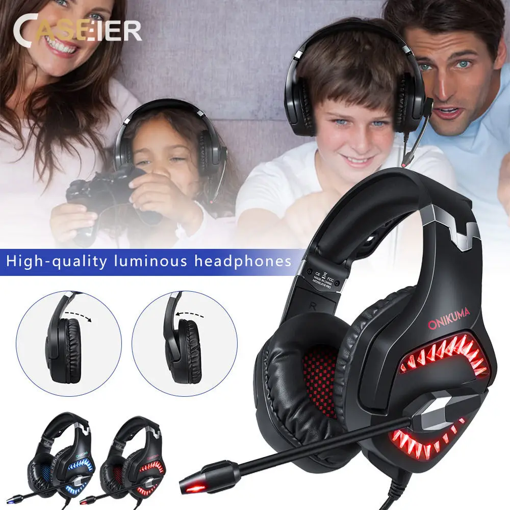 CASEIER 3.5mm Wired PS4 PC Gaming Headset Game Stereo