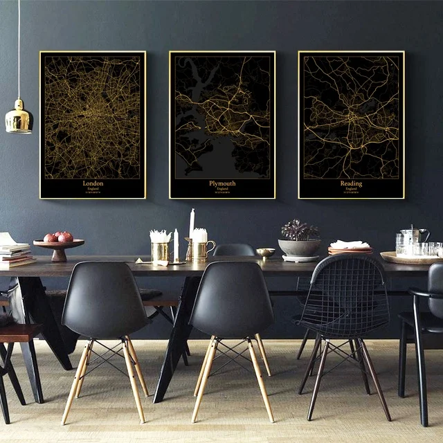 

London Plymouth Reading Sheffield Southampton Swindon England City Map Canvas Art Print Wall Pictures for Living Room No Frame