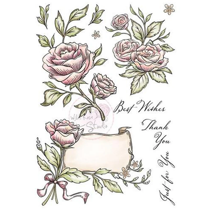 

Plant/rose Transparent Rubber Silicone Clear Stamps for Tampons Seal Background Collage Stamp Holiday card Card Making Diy