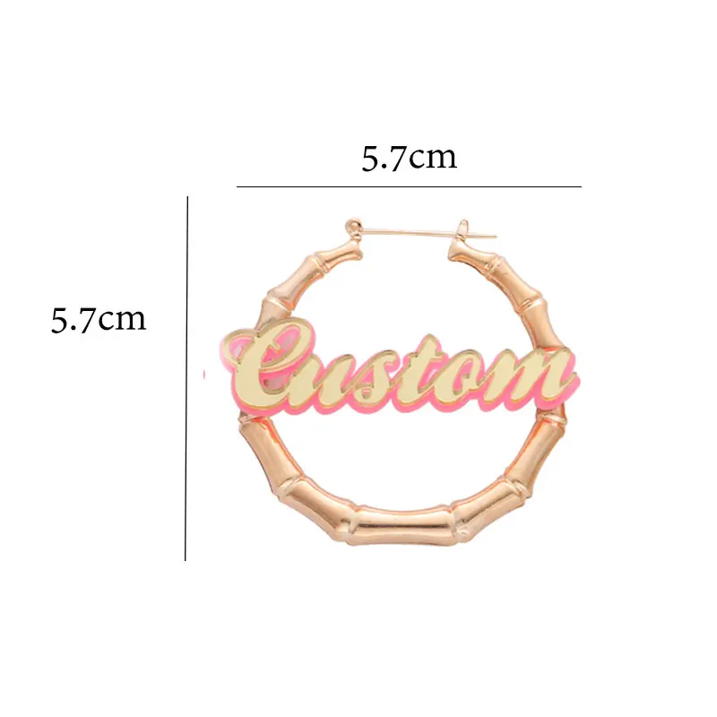 Индивидуальный дизайн с именем ручной работы круглые Бамбуковые серьги Идеальный детский подарок для лучшего друга Любовь ювелирные изделия для девочек