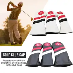 3 шт., чехлы для клюшек для гольфа, черный, красный, белый, винтажная искусственная кожа, 1, 3, 5, водительские фарватеры для клюшек для гольфа