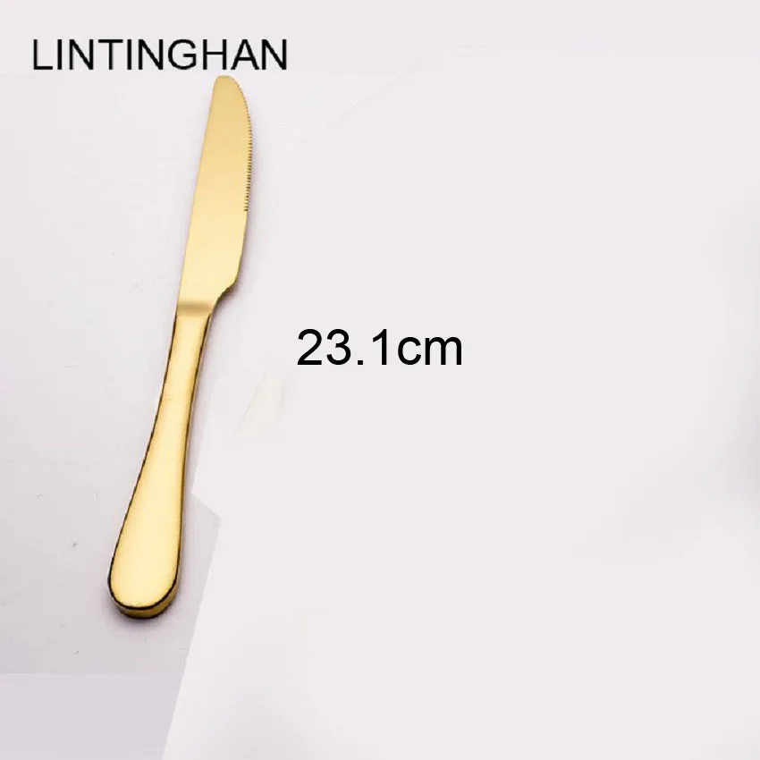 Трансграничные специальные поставки из нержавеющей стали западной кухни позолоченные столовые приборы стейк нож вилка ложка набор из четырех частей оптом lin ting han - Цвет: 23.1 cm