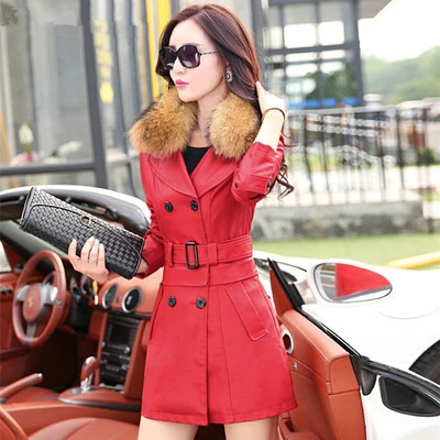 Faux Ch767 Red Black Nouveau Cotton En Col Survêtement Détachable Mince Cotton Wine wine Manteau Avec red green Automne Veste red green Fausse Cotton 2018 Locomotive Cuir black Fourrure Femelle Cotton red Femmes TxBU75qn