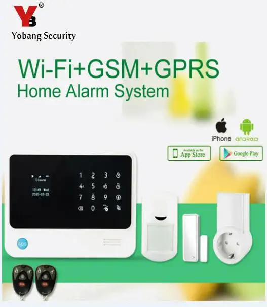 

YoBang Security Android IOS APP Controls G90B GSM WIFI Home Alarm System Support Door Window Sensor And PIR Motion Detector .