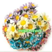 144 гроздья = 1440 довольно Two-Tone Ткань Дейзи букет Скрапбукинг цветок, пользу Box украшения
