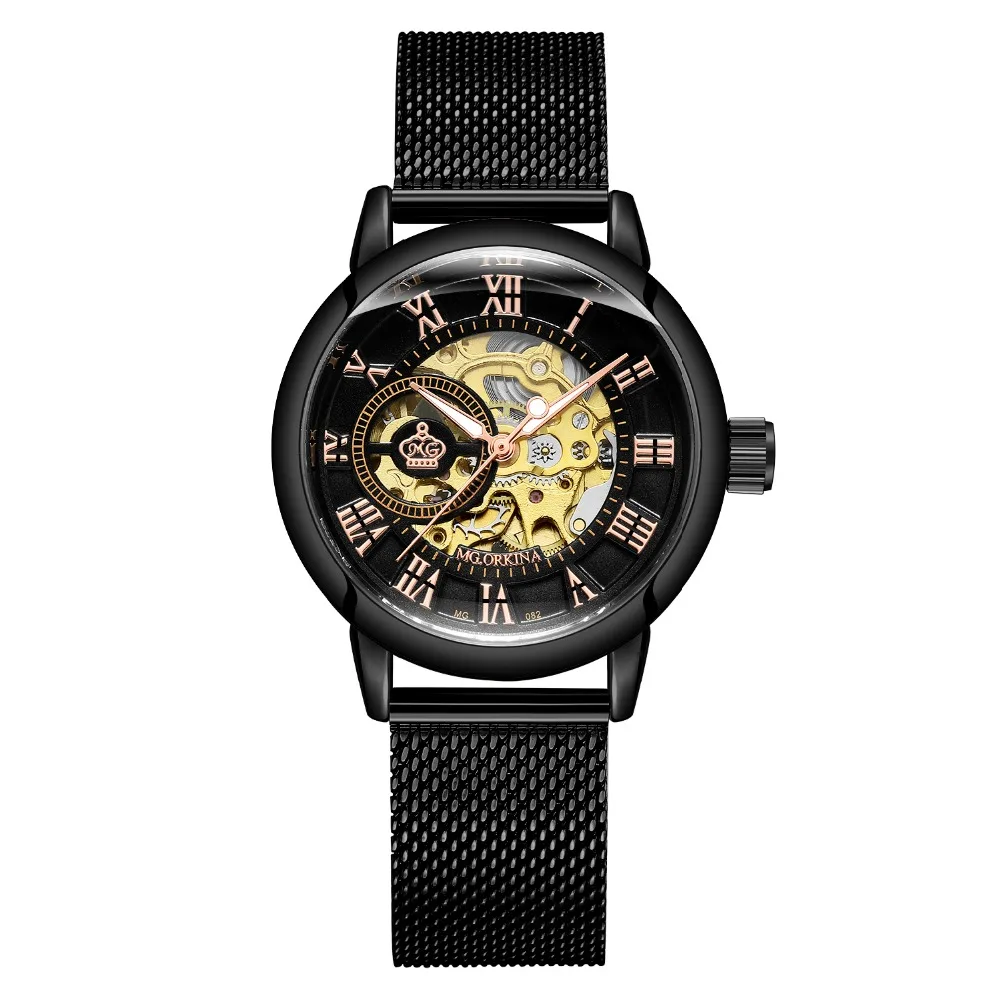 

MG.ORKINA Womens Wrist Watch, Skeleton Automatic Mechanical Watch, Classic Srystal Dial Auto-Winding Lady Dress Watch