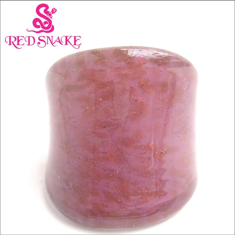 

RED SNAKE Fashion Ring Pure Handmade Golden sand dots with brown color Murano Glass Rings