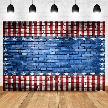 

NeoBack American Flag Brick Wall Photography Background Independence Day Photo Backdrop for Picture