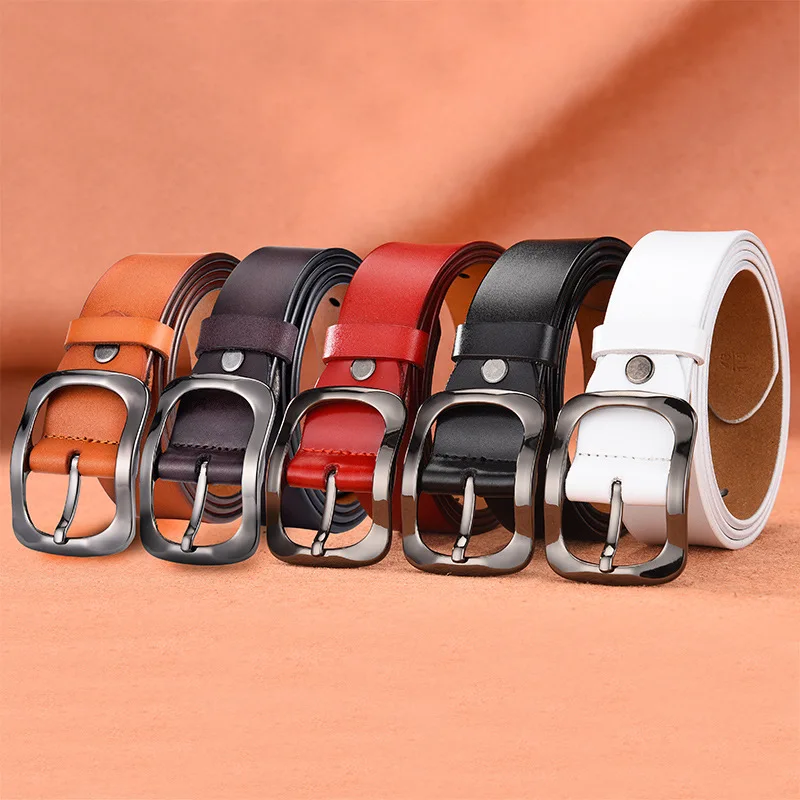 

New Arrival Women Men Geniune Leather Belts high quality pin bulck belt